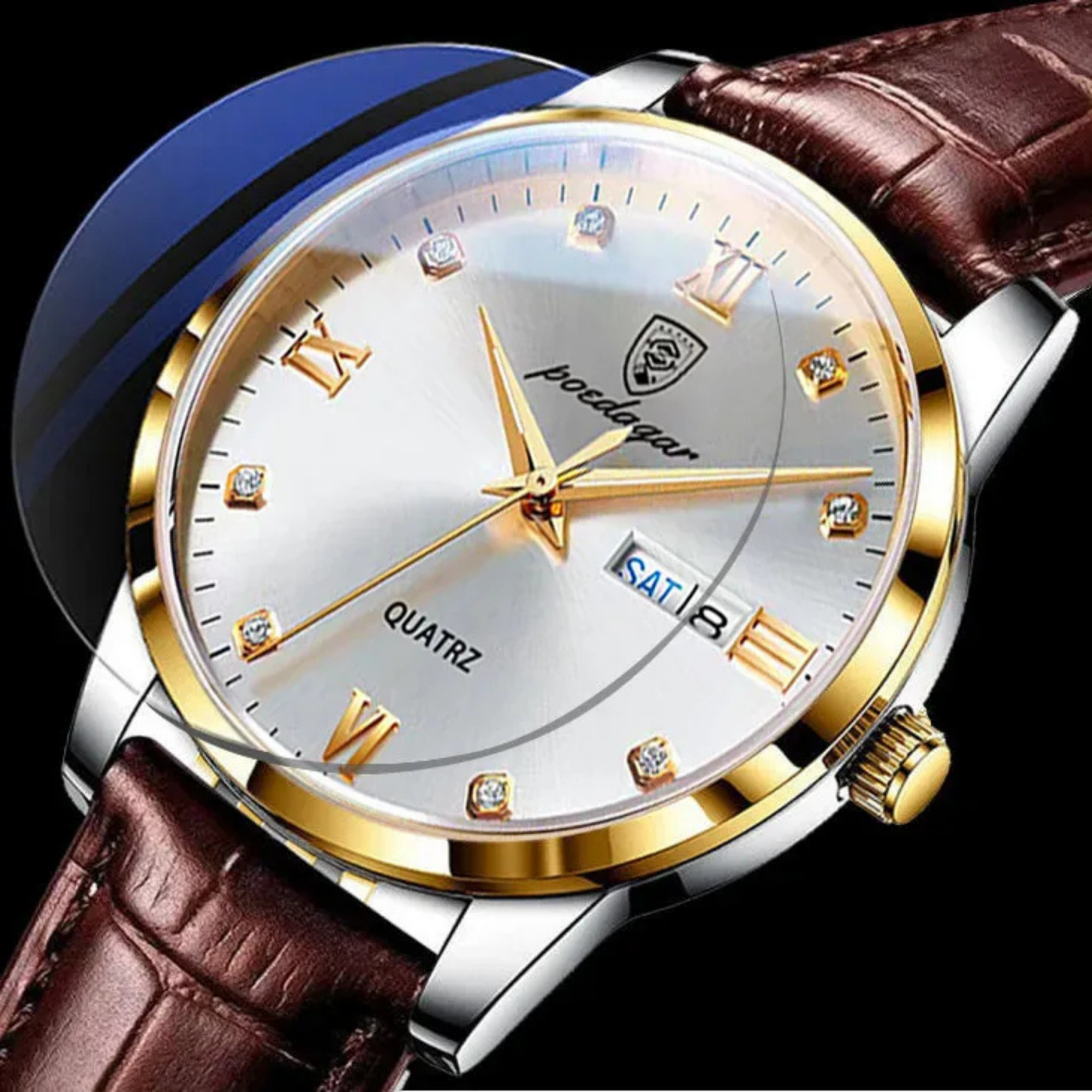 POEDAGAR PREMIUM Quartz Watch with Leather Strap